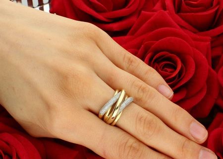 Arenart Złoty pierścionek 585 zaplatany z Diamentami - zdjęcie 3