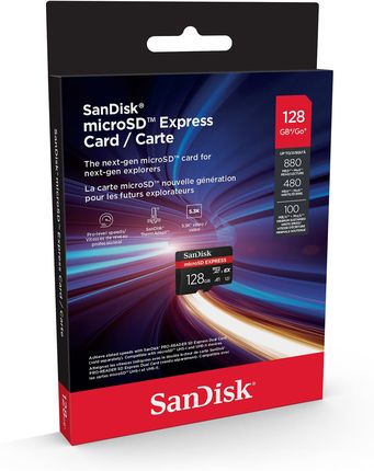 SANDISK SDSQXFN-128G-GN4NN SanDisk Express microSD Card 128GB, Up to 880MB/s Read, Up to 480MB/s Write, 100MB/s Sustained Write, U3, C10 - zdjęcie 3