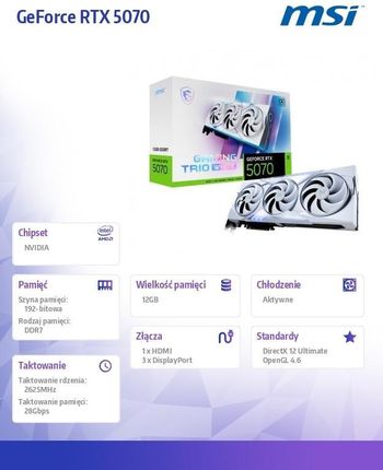 MSI GeForce RTX 5070 Gaming Trio OC White 12GB GDDR7 DLSS4 DLSS 4 - zdjęcie 5