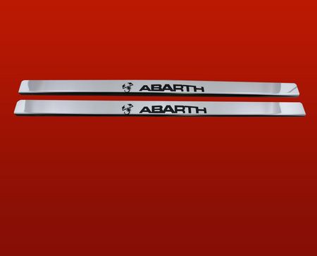 FIAT 500 Listwy progowe ABARTH 304 połysk nierdzewna Wykończenie lustrzane Czarne napisy - zdjęcie 2