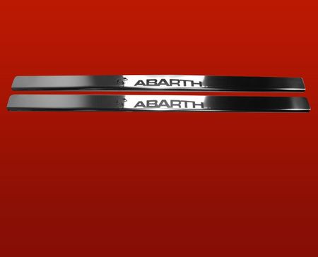 FIAT 500 Listwy progowe ABARTH 304 połysk nierdzewna Wykończenie lustrzane Czarne napisy - zdjęcie 5