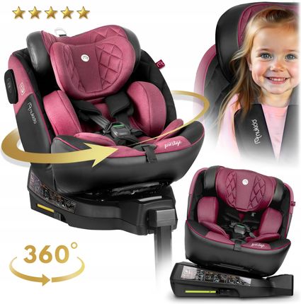 Nukido I-Size Obrotowy z Nogą 0-36Kg Isofix Bordowy - zdjęcie 3