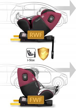 Nukido I-Size Obrotowy z Nogą 0-36Kg Isofix Bordowy - zdjęcie 5