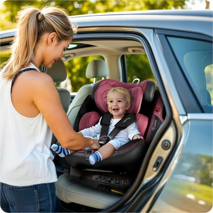 Nukido I-Size Obrotowy z Nogą 0-36Kg Isofix Bordowy - zdjęcie 2