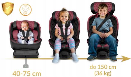 Nukido I-Size Obrotowy z Nogą 0-36Kg Isofix Bordowy - zdjęcie 6