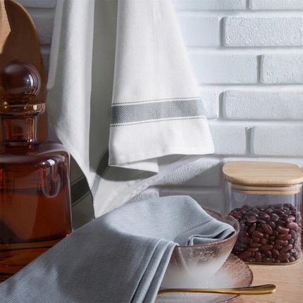 Eurofirany Komplet Ścierek Kuchennych 50X70 Sofia Srebrna Paski 2Szt. - zdjęcie 2