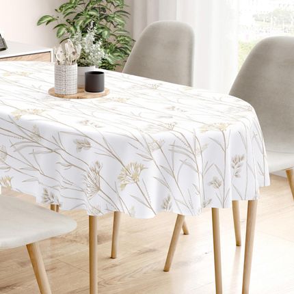 Goldea Obrus Owalny Z Płótna Bawełnianego Rośliny Ozdobne 140x200cm - zdjęcie 2