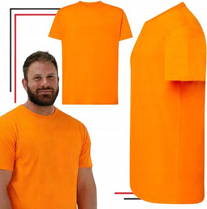 Koszulka Męska bawełniana z krótkim rękawem Pomarańczowa 24h-BHP r. 3XL - zdjęcie 3