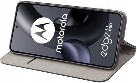 Zestaw Czarne Etui Z Klapką Folia Ochronna 3Mk Do Motorola Edge 30 Neo - zdjęcie 3