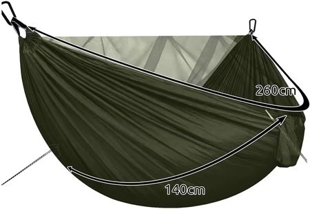 Hamak Turystyczny Z Moskitierą Survivalowy Podróżny Na Biwak Bushcraft Tarp Trizand 260X140cm - zdjęcie 5