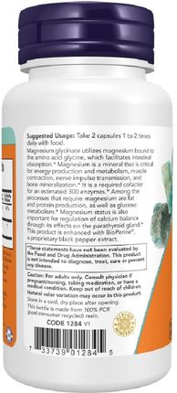 Now Foods Magnesium Glycinate With Bioperine 180kaps. - zdjęcie 3