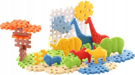 Marioinex klocki WAFFLE mini Safari Animals, 50 el w tym 8 zwierząt - zdjęcie 5