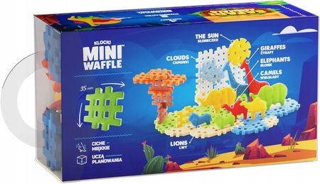 Marioinex klocki WAFFLE mini Safari Animals, 50 el w tym 8 zwierząt - zdjęcie 4