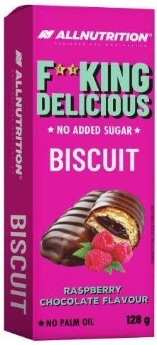 Zdjęcie Allnutrition Fitking Delicious Cookie Biscuit Cherry Ciastka z nadzieniem wiśniowym w czekoladzie 128g - Łęczyca