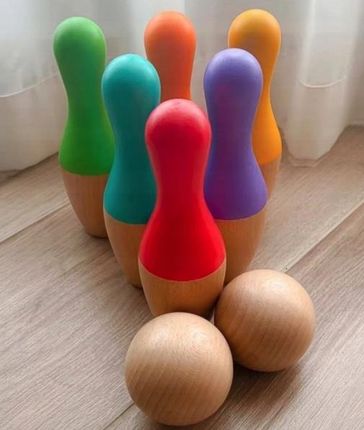 Pan I Pani Gadżet Drewniane Kolorowe Kręgle Dla Dzieci Bowling Zabawa Gra Zręcznościowa - zdjęcie 2
