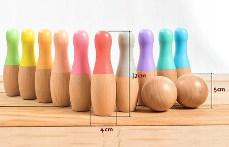 Pan I Pani Gadżet Drewniane Kolorowe Kręgle Dla Dzieci Bowling Zabawa Gra Zręcznościowa - zdjęcie 4