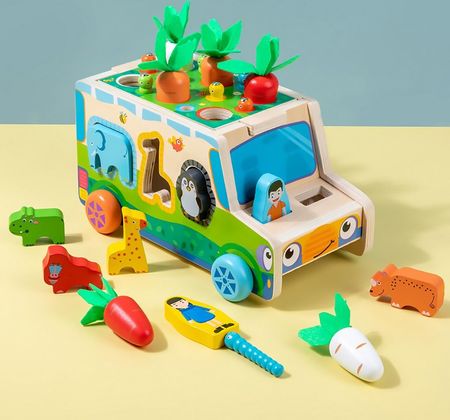 Montessori sorter Klocków Złap Robaczka auto Układanka MARCHEWKI I ROBACZKI - zdjęcie 4