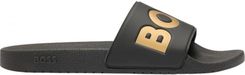 Ranking HUGO BOSS markowe włoskie klapki GOLD/BLACK Popularne włoskie buty