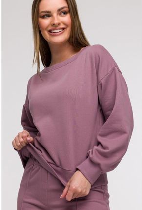 B293 Bluza z otwartymi plecami - wrzosowa (kolor wrzos, rozmiar L) - zdjęcie 2