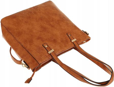 Torebka Damska Teczka Listonoszka Shopper na Ramię Miejska Modna A322 Brown - zdjęcie 3