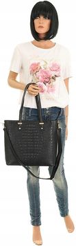 Torebka Damska Teczka Listonoszka Shopper na Ramię Miejska Modna A322 Black - zdjęcie 2