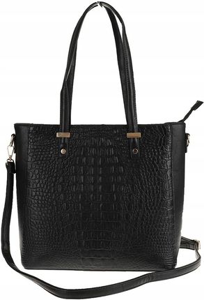 Torebka Damska Teczka Listonoszka Shopper na Ramię Miejska Modna A322 Black - zdjęcie 4