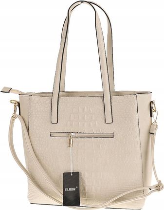 Torebka Damska Teczka Listonoszka Shopper na Ramię Miejska Modna A322 Beige - zdjęcie 3