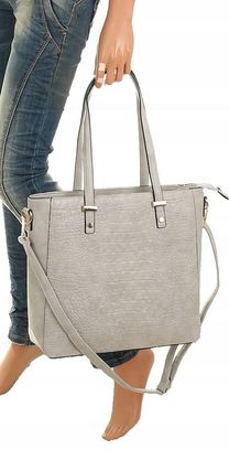 Torebka Damska Teczka Listonoszka Shopper na Ramię Miejska Modna A322 Grey - zdjęcie 2