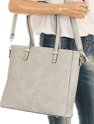 Torebka Damska Teczka Listonoszka Shopper na Ramię Miejska Modna A322 Grey - zdjęcie 3