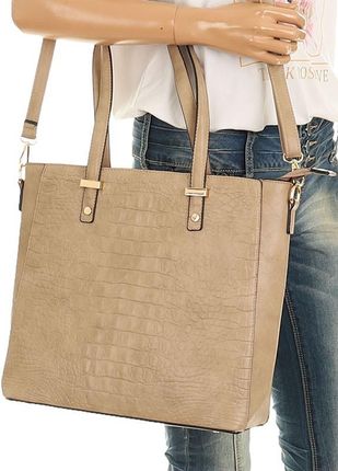 Torebka Damska Teczka Listonoszka Shopper na Ramię Miejska Modna A322 Khaki - zdjęcie 4