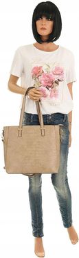 Torebka Damska Teczka Listonoszka Shopper na Ramię Miejska Modna A322 Khaki - zdjęcie 3