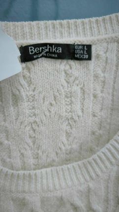 Bershka Biały Sweter Damski Krótki Krój Długi Rękaw Rozmiar L - zdjęcie 3