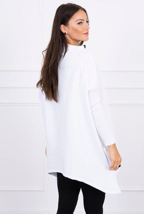 Bluza oversize z asymetrycznymi bokami biała UNI - zdjęcie 5