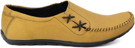 Buty męskie mokasyny skórzane wsuwane 306KZ camel żółte - zdjęcie 2