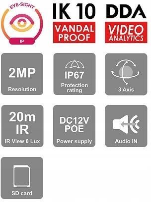 Provision Kamera Kopułowa Ip 2Mpx Dai-320Ipen-28-V4 - zdjęcie 3