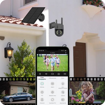 Eurolook Solarna Kamera Wifi 4Mpx Smart Zewnętrzna Obrotowa Ip Bezprzewodowa Szara - zdjęcie 3