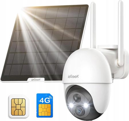 Iegeek Zewnętrzna Kamera Solarna 2K Na Karte Sim 4G Obrotowa Monitoringu Domu 32Gb - zdjęcie 3