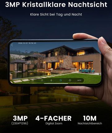Iegeek 2K 3Mp Kamera Bezpieczeństwa Wi-Fi Zewnętrzna Wodoodporna Kamera - zdjęcie 6