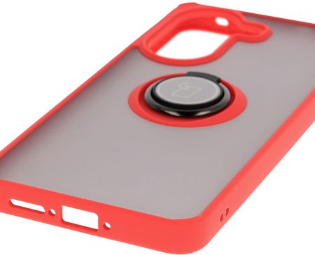 Bizon Etui Z Uchwytem Na Palec Case Hybrid Ring Do Xiaomi Poco X7 Pro Przydymione Czerwoną Ramką - zdjęcie 2