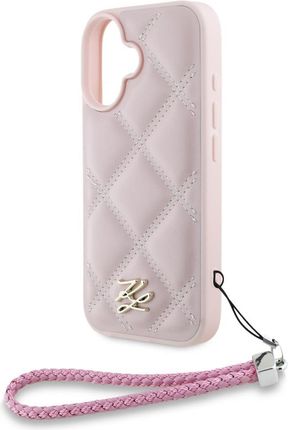 Karl Lagerfeld Etui Quilted Initial Logo Chain Strap Do Iphone 16 Różowy - zdjęcie 2