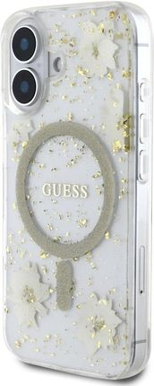 Guess Etui Resin Flowers Glitter Magsafe Do Iphone 16 Beżowy - zdjęcie 2