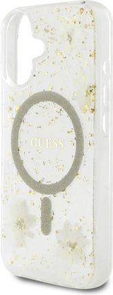 Guess Etui Resin Flowers Glitter Magsafe Do Iphone 16 Beżowy - zdjęcie 3