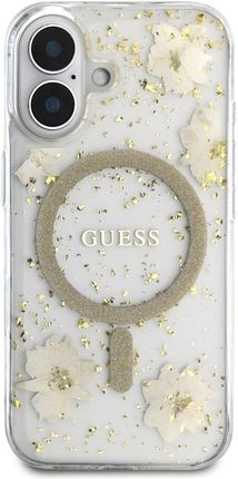 Guess Etui Resin Flowers Glitter Magsafe Do Iphone 16 Beżowy - zdjęcie 4