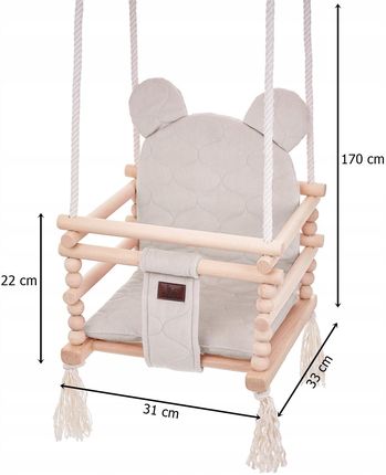 Tuluszka Huśtawka Dla Dzieci Do Pokoju Miś 3W1 Beż 170Cm - zdjęcie 5