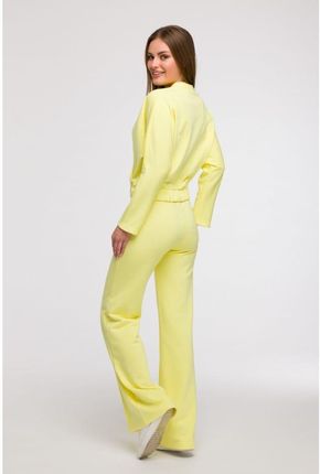 B292 Bluza z kopertowym dekoltem - cytrynowa (kolor żółty, rozmiar XL) - zdjęcie 2