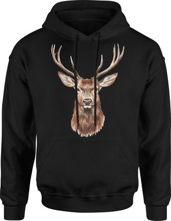 Jeleń z brązowym jeleniem Męska bluza z kapturem (XXL, Szary) - zdjęcie 2