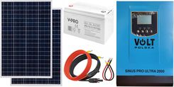Zdjęcie Off-gridowy zestaw solarny 1000W: panele 110W + GEL 110AH + przewody do połączenia + zasilacz awaryjny Sinus PRO ULTRA 2000 12V + 60A MPPT inwerter so - Pyskowice