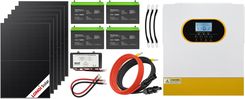 Zdjęcie Off-gridowy zestaw solarny 6200W: 6 x paneli 430W + 4 x GEL 100AH + balanser 48V + przewody do połączenia + hybrydowy inwerter solarny Off-Grid Qoltec - Radzionków