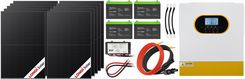 Zdjęcie Off-gridowy zestaw solarny 5500W: 10 x paneli 430W + 4 x GEL 100AH + balanser 48V + przewody do połączenia + hybrydowy inwerter solarny Off-Grid Qolte - Miasteczko Śląskie