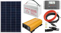 Zdjęcie Off-gridowy zestaw solarny 1000W: panel 110W + regulator solarny MPPT 10A + DEEP 110AH + przewody do połączenia + przetwornica Sinus 1000W (działka, k - Kalety